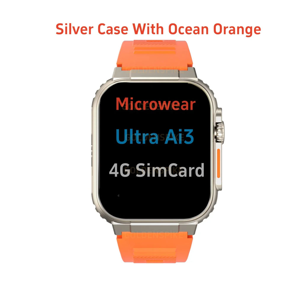 Microwear Ultra Ai3 Smartwatch 5G 180° Rotating Camera Google Play GPS WIFI 2.2inch Amoled HD Display 4G Calling Smartwatch Men