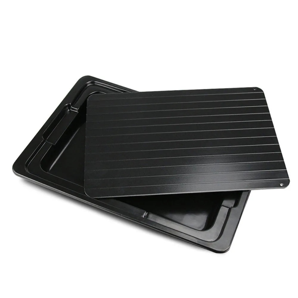 Household Aluminum Fast Defrosting Tray Rectangular With Water Storage Box Thawing Plate Black Meat Thaw Frozen Board Beef