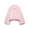 NLZGMSJ Women Bomber Jacket 2026 Spring Ball Sleeve Folds Zipper Loose Coat Female Casual Oversize Top Y2K