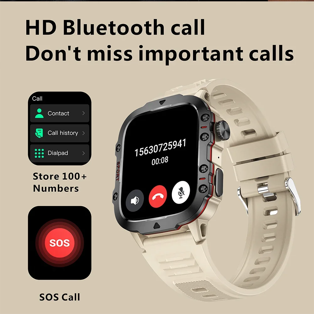 Original Military Men Smart Watches Wireless Call Fitness Clock IP68 Swim Waterproof Sport Smartwatch for Women IOS Android 2026