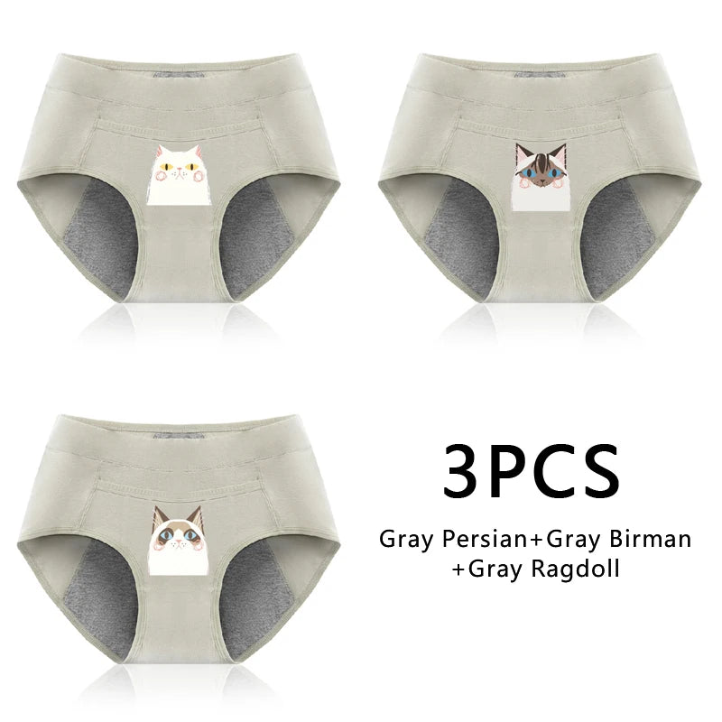 Women's Panties UnderwearLeakproofBreathable Briefs MenstrualPants PlusSizeWaterproof Mid Waist Organic Cotton Protective Briefs