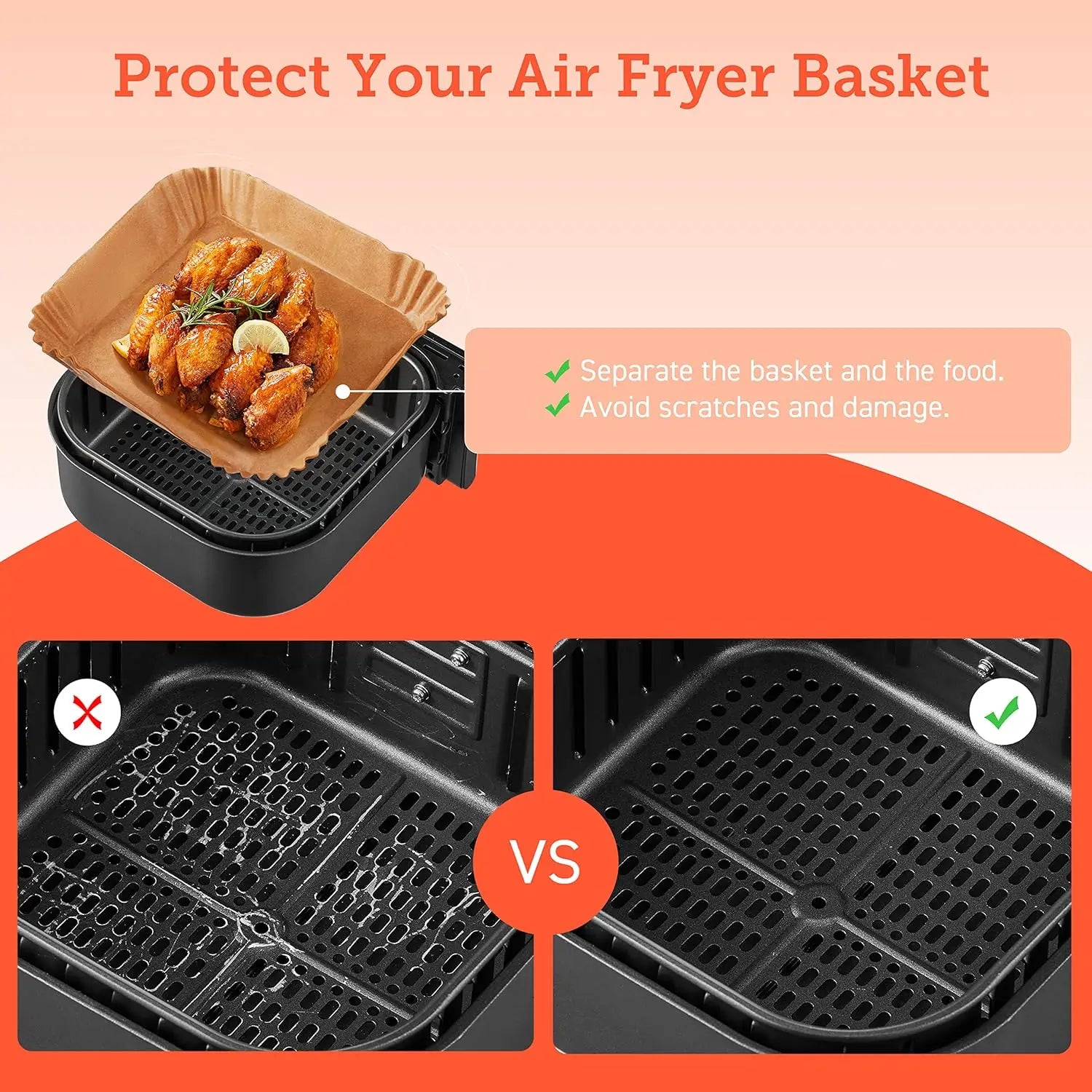 Hot Air Fryer Cooking Parchment Paper Square 360 Pieces 20-24cm ,4.5-8 L for Air Fryer Airfryer Accessories