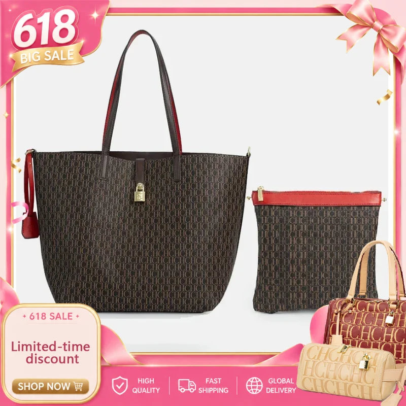 CH Elegant Light Luxury Practical With Bags Pure Color Simple Large Capacity Casual Resistant Brand Women's Bag Shoulder Bag