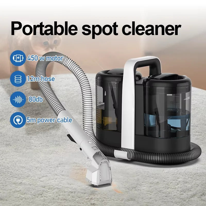 600W Wired Carpet Cleaner Sofa Cleaner Deep Clean High Power Household Spray Suction Cleaning Machine for Floor Pets Living Room