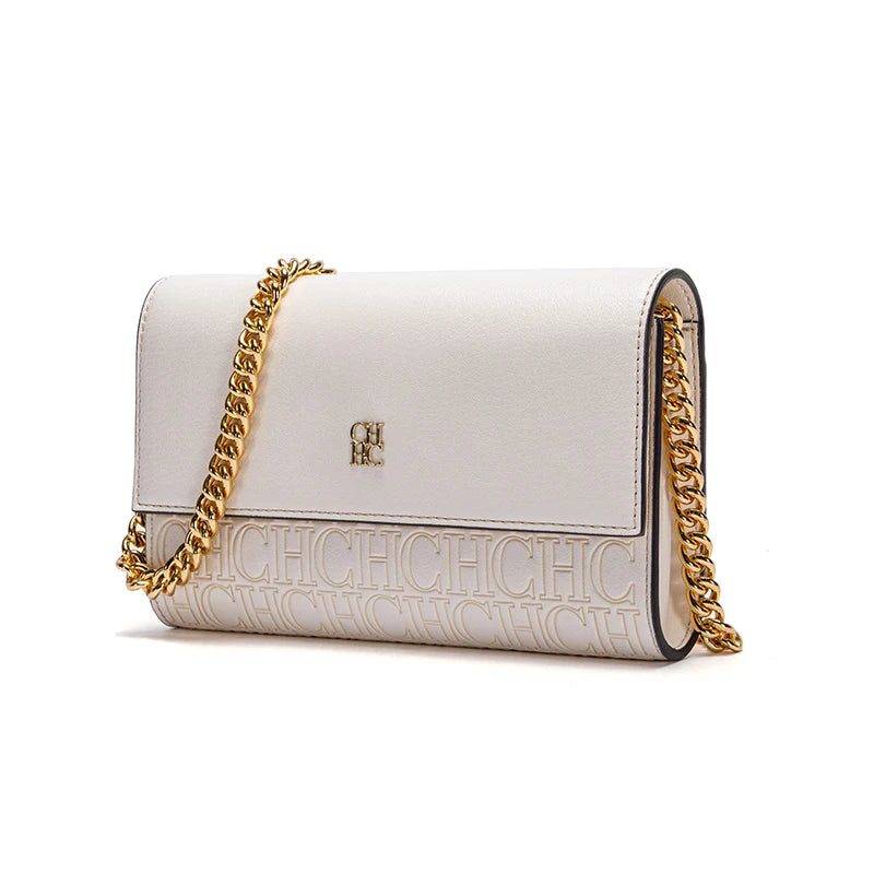 CHCH Women's Shoulder Bag New Magnetic Flip Chain Bag Brown Small Square Bag Wallet