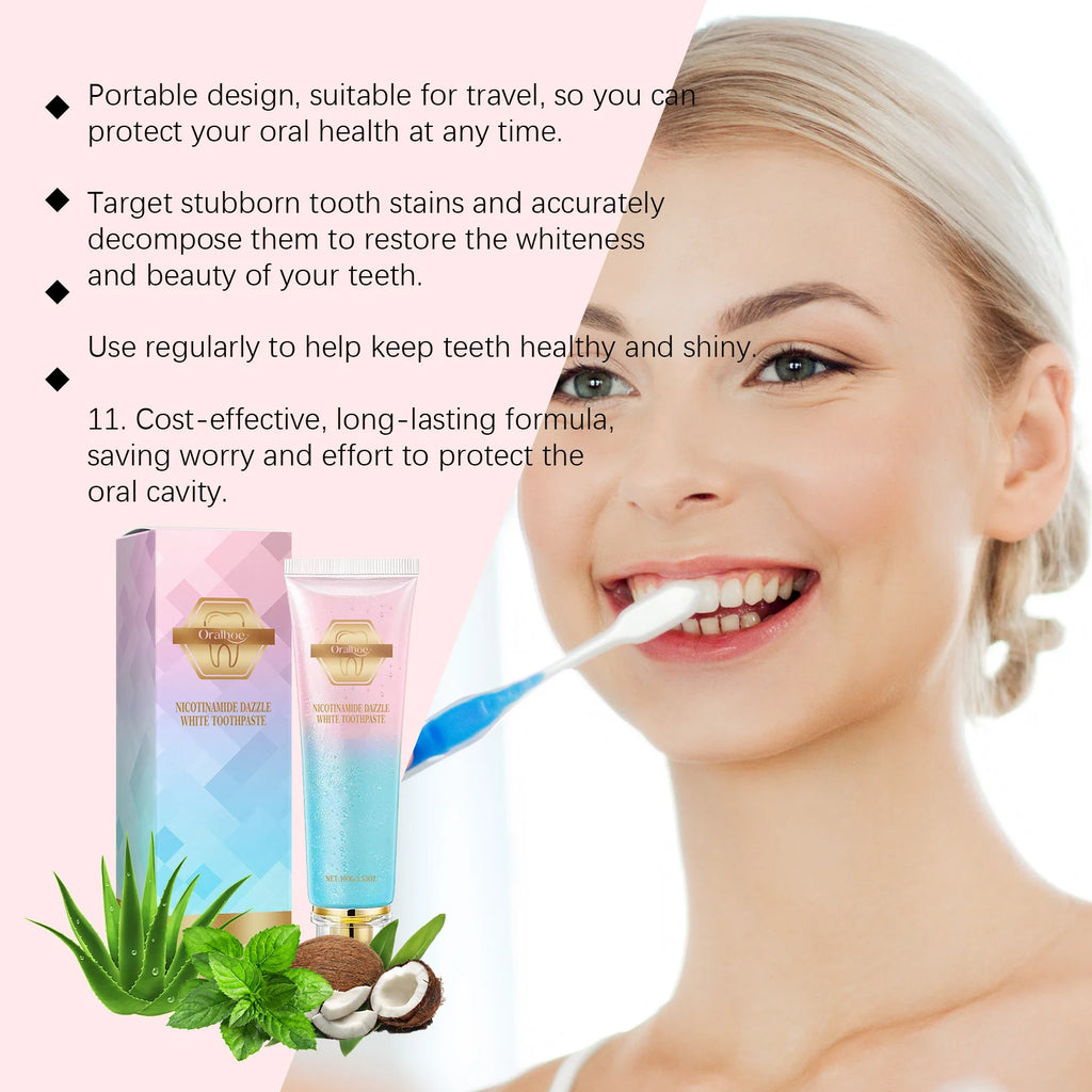 Niacinamide Bleaching Toothpaste Reduce Plaque Stains Improve Bad Breath Remove Yellow Stains Dental Cleansing Oral Hygiene Care