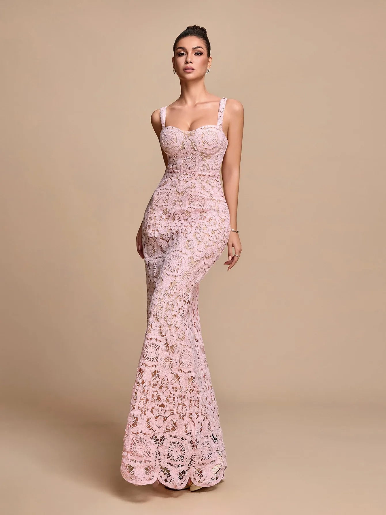 2026 Lace Mermaid Evening Dress, Strapless Long Evening Gown, Socialite Party and Ball Dress