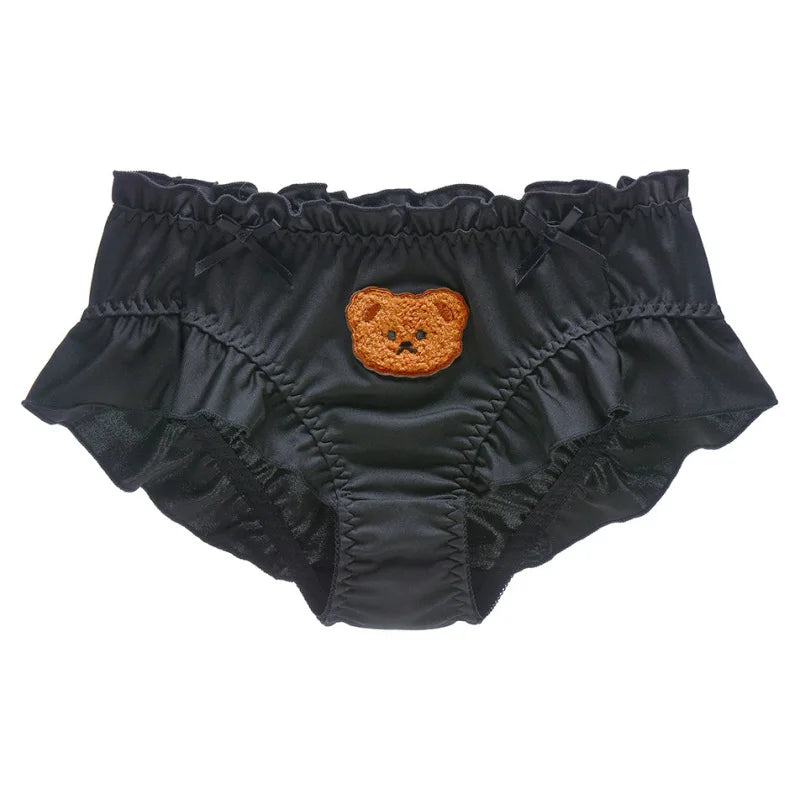 Milk Silk Middle Waist Women Cute Lovely Sweety Underwear Lolita Princess Style Cartoon Bear Panties Breifs