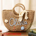 Personalized Straw Bridesmaid Handbag_bridesmaid Beach Bag_bachelorette Party Gift Bag_custom Hand-held Gift Basket_bridesmaid