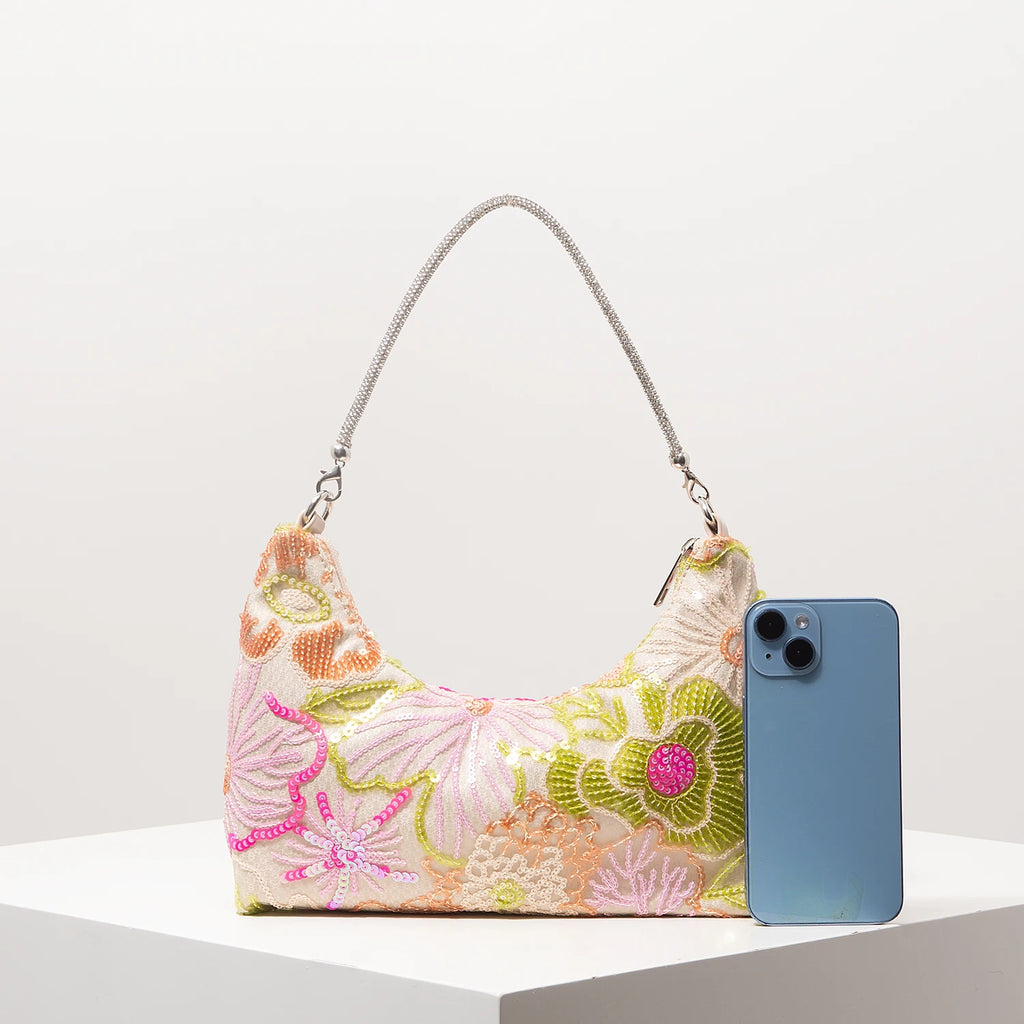 Shoulder Bag,Floral Pop,Sequin Bag,Embroidery,Gala Night,Party Outfits,Prom Bag,Wedding Items,Elegante,Valentine,Random Pattern