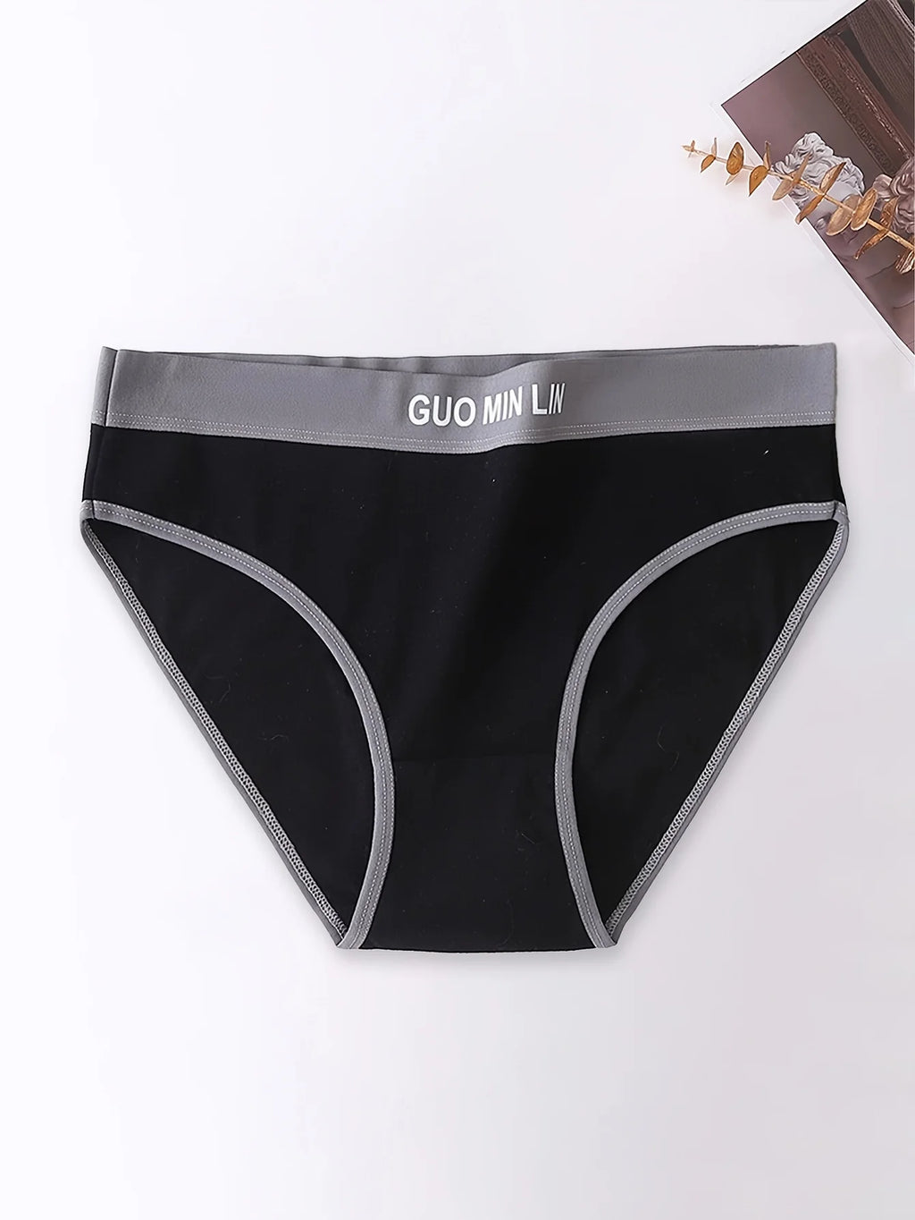 5PCS Simple Letter Women's Cotton Panties, Mid-waist Comfortable Breathable Traceless Women's Triangle Briefs.
