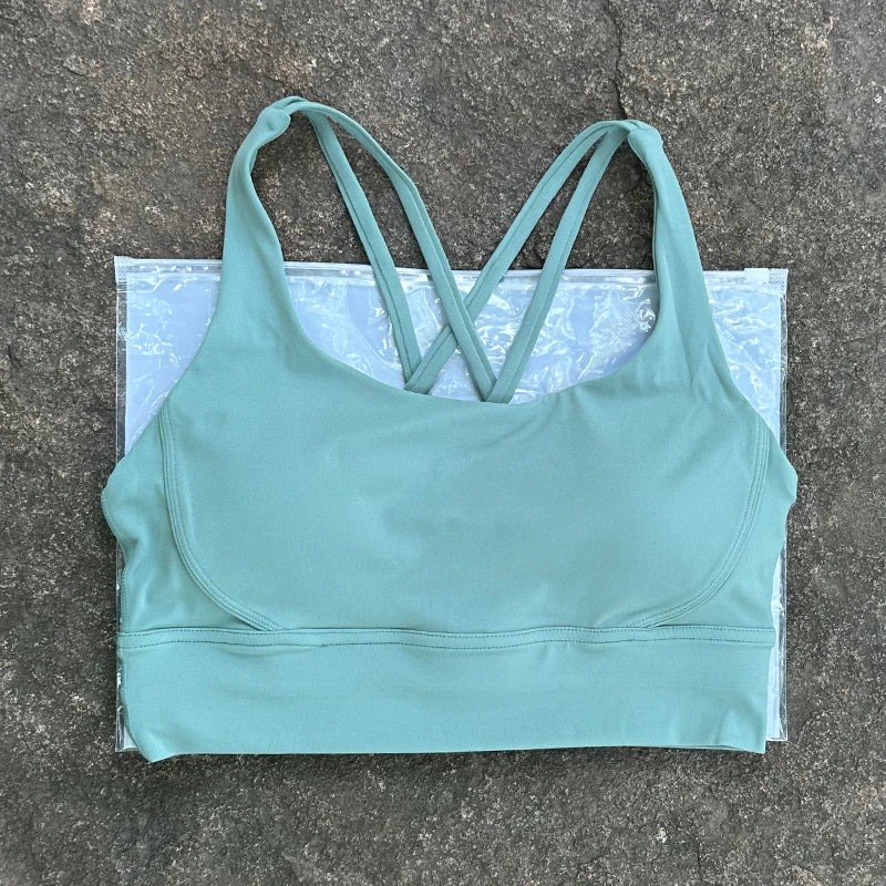 Women Sports Bra Sexy Criss Cross Straps Back High Support Impact Yoga Underwear Running Fitness Gym Padded Bralette