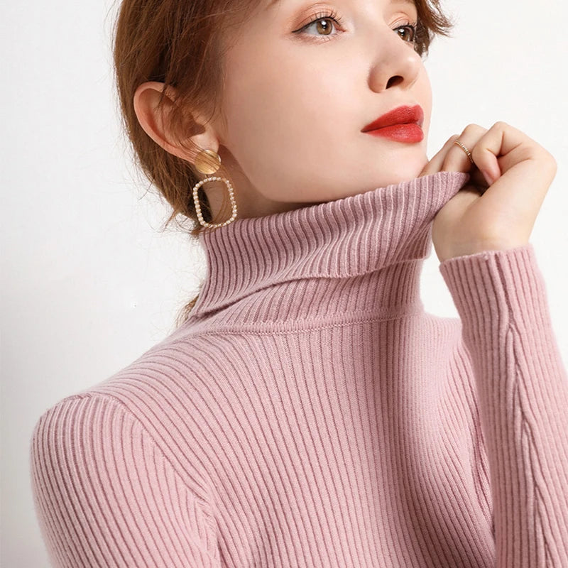 Women Fall Turtleneck Sweater Knitted Soft Pullovers Cashmere Jumpers Basic Soft Sweaters For Women 2026 Autumn Winter