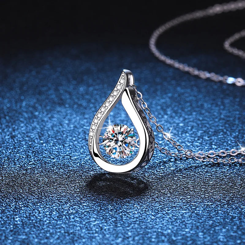 GRA Certified 1CT  Moissanite Necklace 925 Silver Clavicle Chain Women's Sparkling Luxury Pendant Valentine's Day Gift