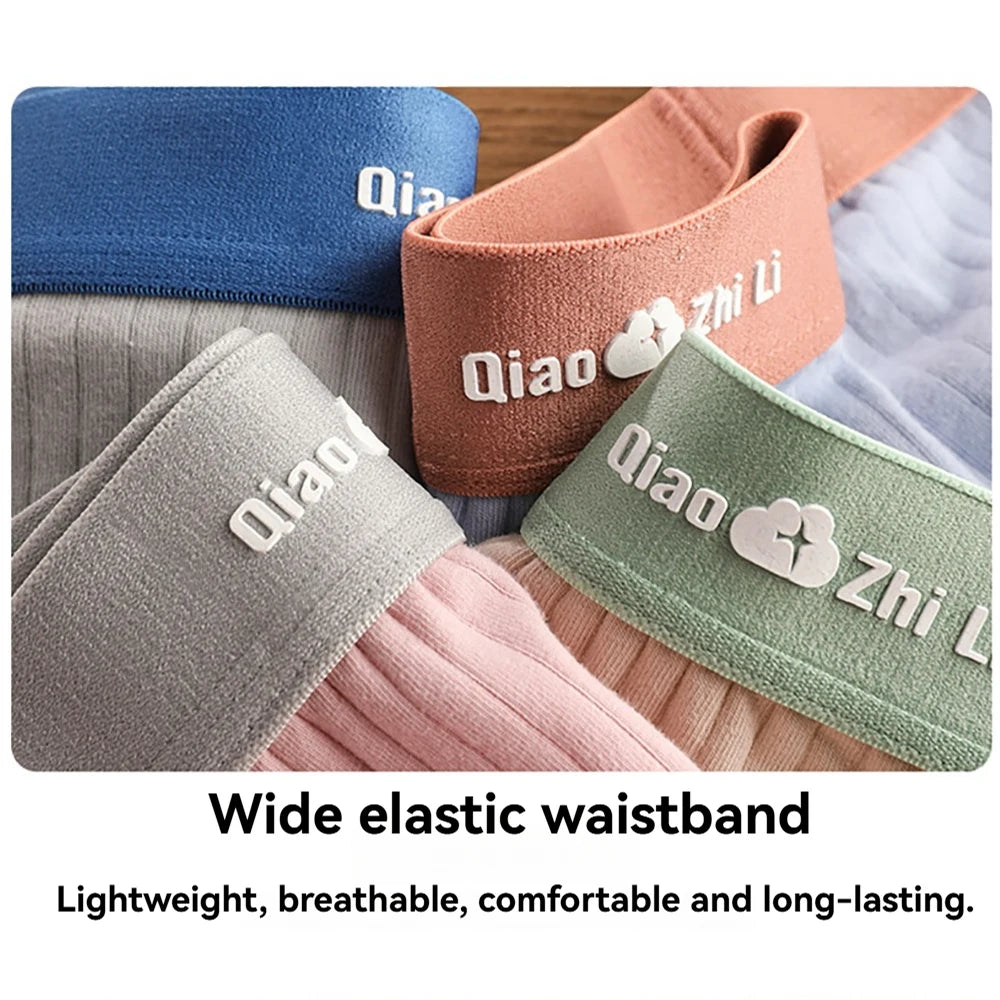3PCS/Pack 100% Cotton Antibacterial Solid Striped Panties for Women Comfortable Breathable Women's Underwear Soft Safety Shorts