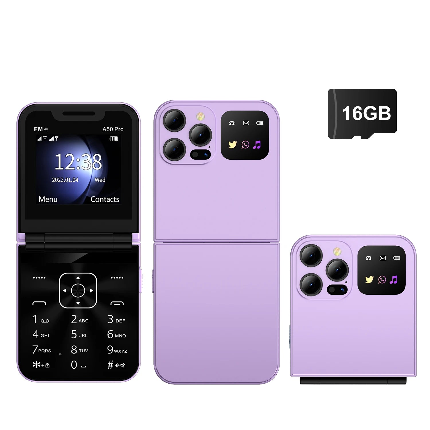 SERVO A50 PRO Flip Mobile Phone Dual SIM Standby Speed Dial Call Recording MP4 Player FM Radio 2G GSM Foldable Button Cellphones