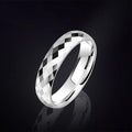 Custom Silver 4mm/6mm Width Tungsten Couples Engagement Rings High Polished Faceted Design Personalized Gift Can Engraving 4-13