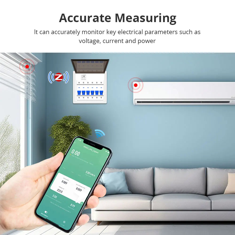 Zemismart Smart Energy Meter Zigbee Monitor Electric Sensor Measure Work with Tuya App Supports Homey and Smartthings