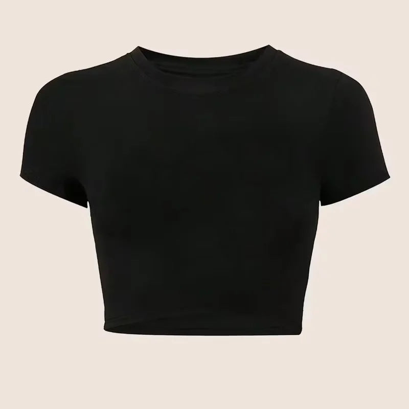 Sexy Soild Crop Tops for Woman Graphic Vintage Cropped T Shirt Women's 90s Tshirt Clothes