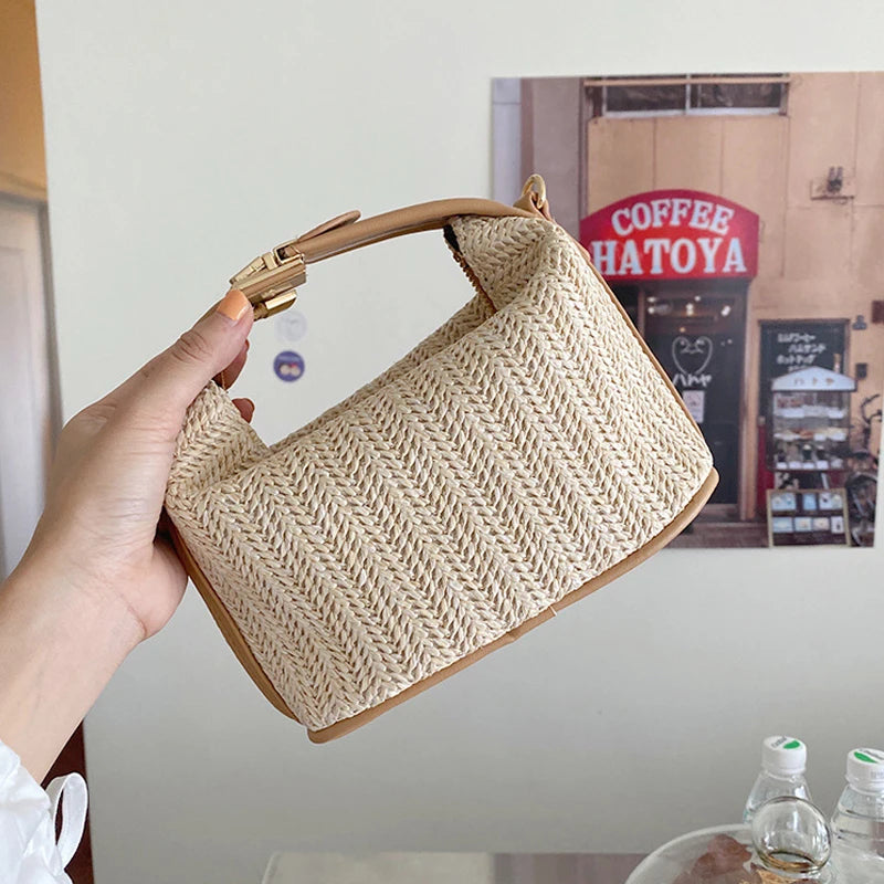 Woven Crossbody Bags Fashion Summer Beach Straw Messenger Purses Small Top Hand Hobo Bag