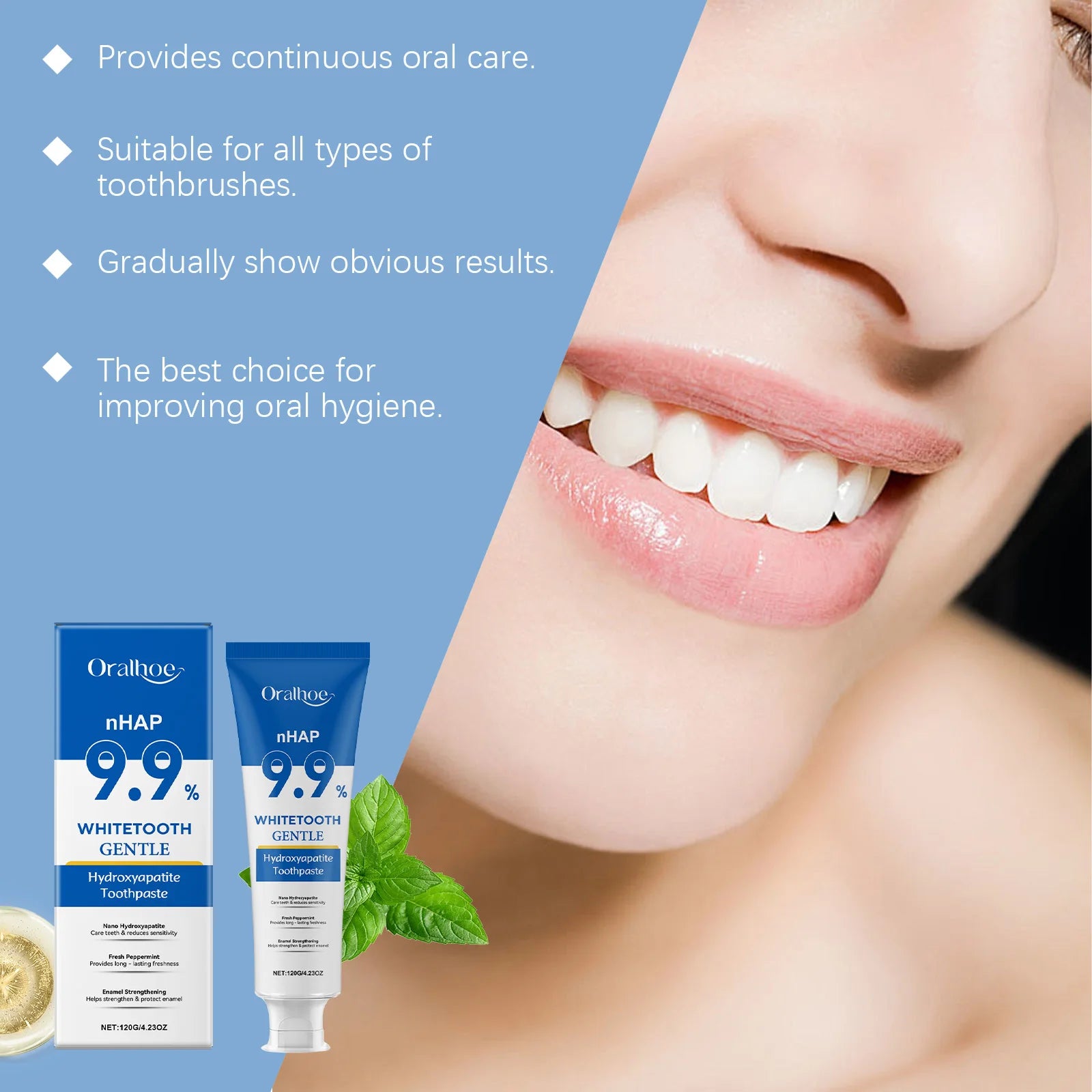 Hydroxyapatite Toothpaste Enamel Repair Teeth Stains Cleansing Bad Breath Removal Dental Birghtening Preventing Periodontitis