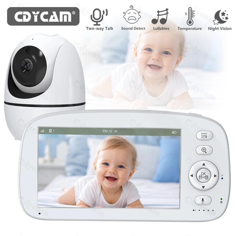 Baby Monitor with Camera and Night Vision, 5''Display with 5000mAh Battery,Pan-Tilt-Zoom Video Baby Monitor,2-Way Talk Lullabies
