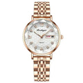 POEDAGAR New Fashion Women Watch Week Date Stainless Steel Wristwatch Waterproof Luminous High Quality Luxury Ladies Watches+Box