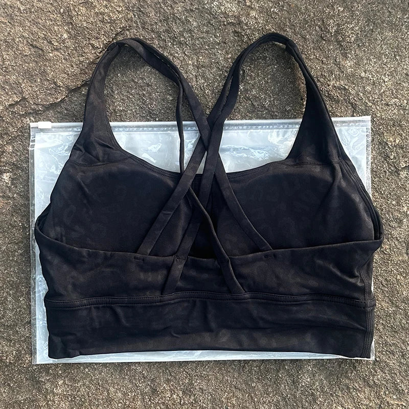 Women Sports Bra Sexy Criss Cross Straps Back High Support Impact Yoga Underwear Running Fitness Gym Padded Bralette