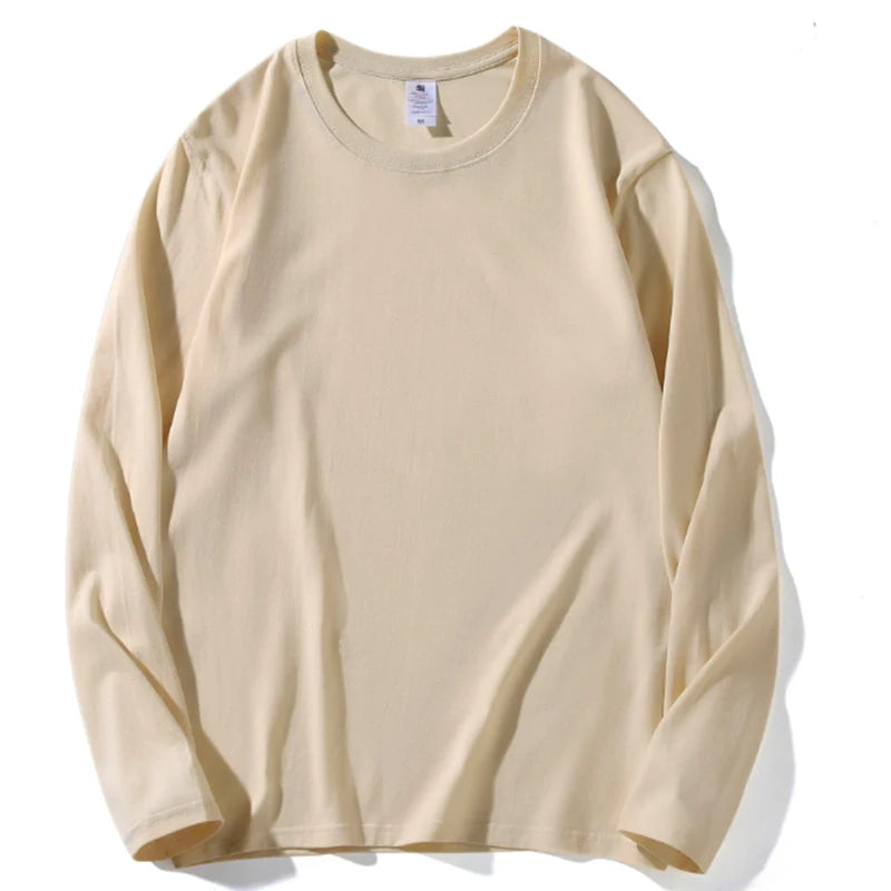 2026 Autumn Women Leisure Cotton Daily Long Sleeve Tops Lady Versatile Round Neck Baggy Clothes Female Concise Solid T-shirts