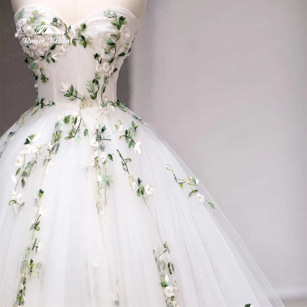 Roycebridal Strapless A Line Wedding Dress 2027 Court Train Organza with Embroidery Wedding Gown vestido de novia para boda novi