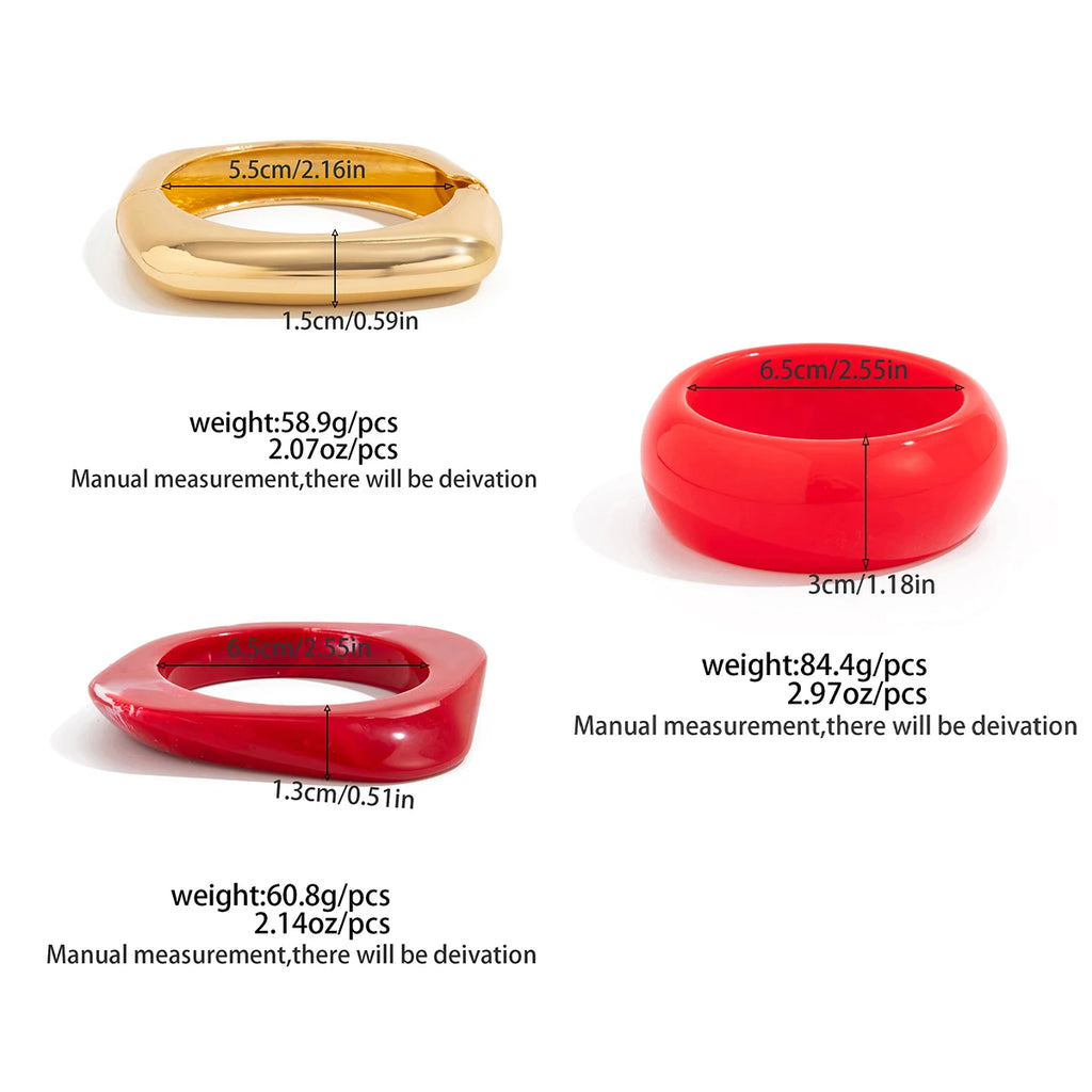 Ingemark 3 Styles Boho Resin Acrylic Bangles for Women 2025 New Fashion Vintage Irregular Wide Springs Bracelets Women Jewelry