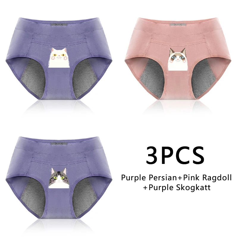 Women's Panties UnderwearLeakproofBreathable Briefs MenstrualPants PlusSizeWaterproof Mid Waist Organic Cotton Protective Briefs