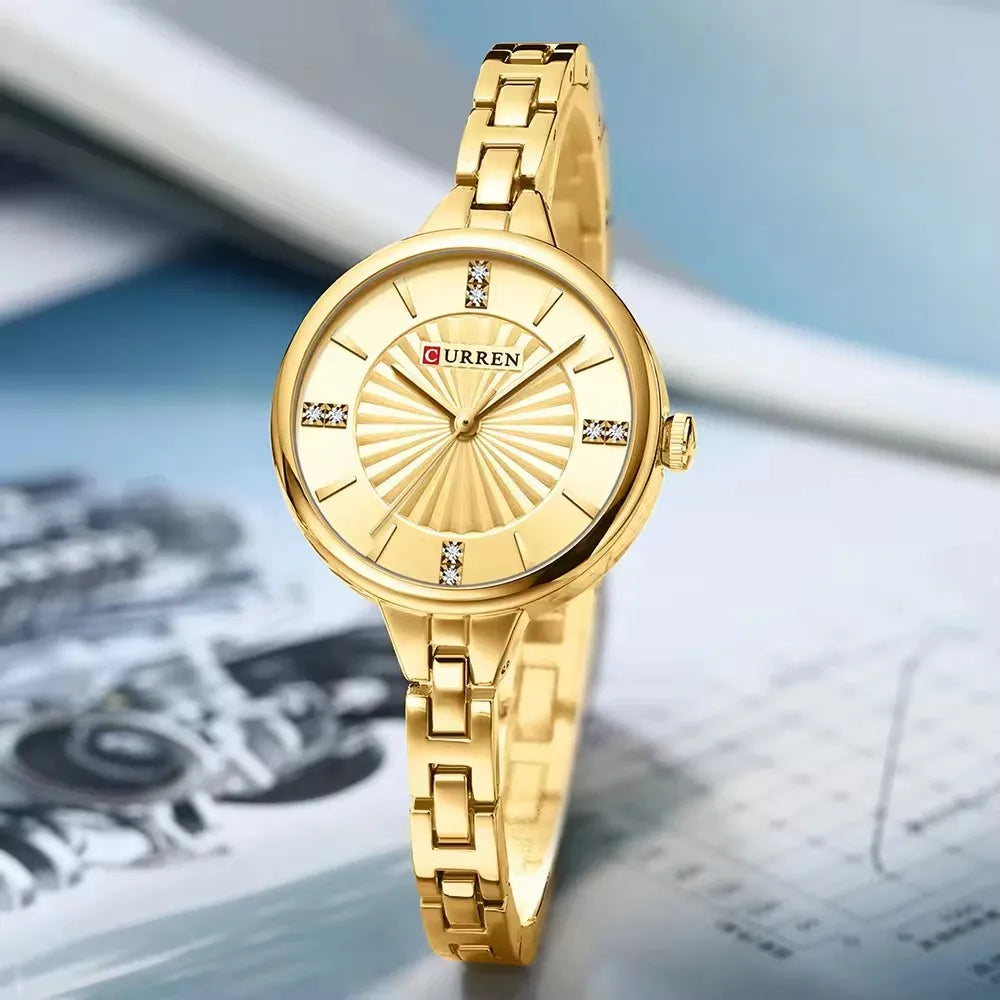 CURREN 9097 Luxury Bracelet Simple Casual Quartz Watch Women's Watches Elegant Premium Compact Watch Date часы женские на