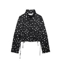 Women's Polka Dots Jacket with Tie New 2026 Spring Long Sleeve High Collar Loose Women Versatile Short Coats Chic Female Jackets