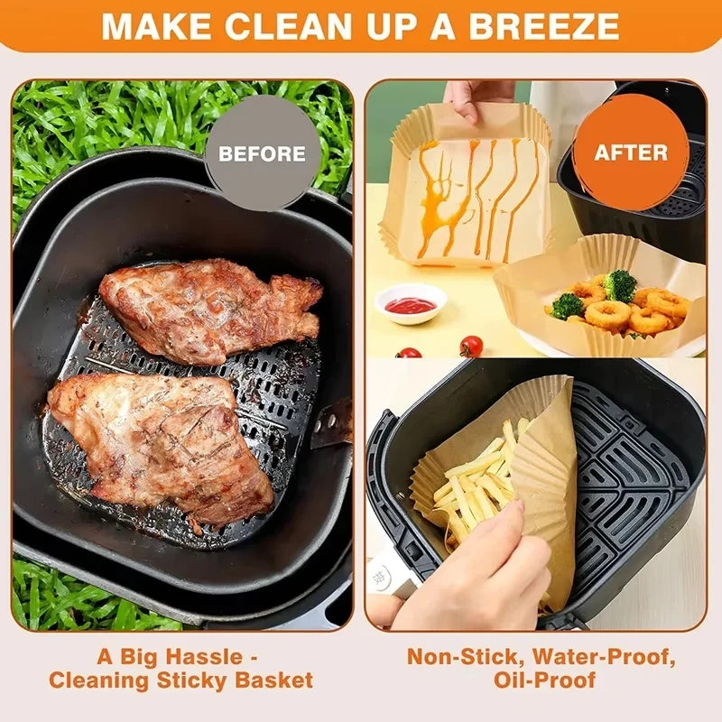 Air fryer Baking Paper 23cm Square for Cosori 6L / 6,2L / 6,4L, Cecotec 7,6L/8L Microwave Oven Kitchen Cookers