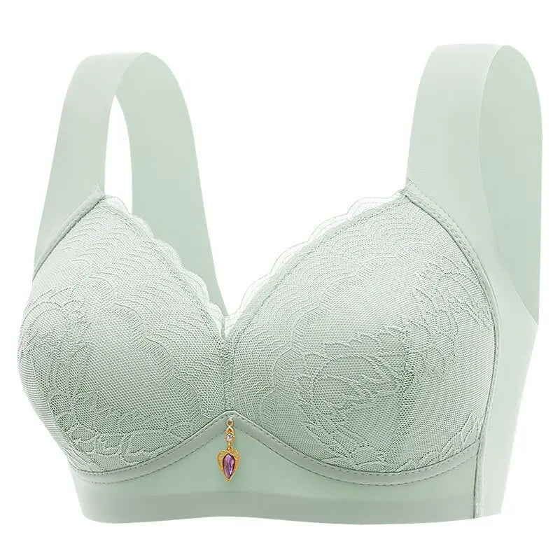 Gather Breathable Comfortable Breast-free Underwire Middle-aged Mom Bra With Large Size Front Buttons Nursing Underwear