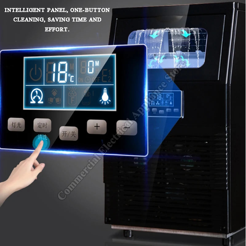 Ice Maker 40KG Bubble Tea Shops Small Bars Home Use Fully Automatic Cube Ice Machine
