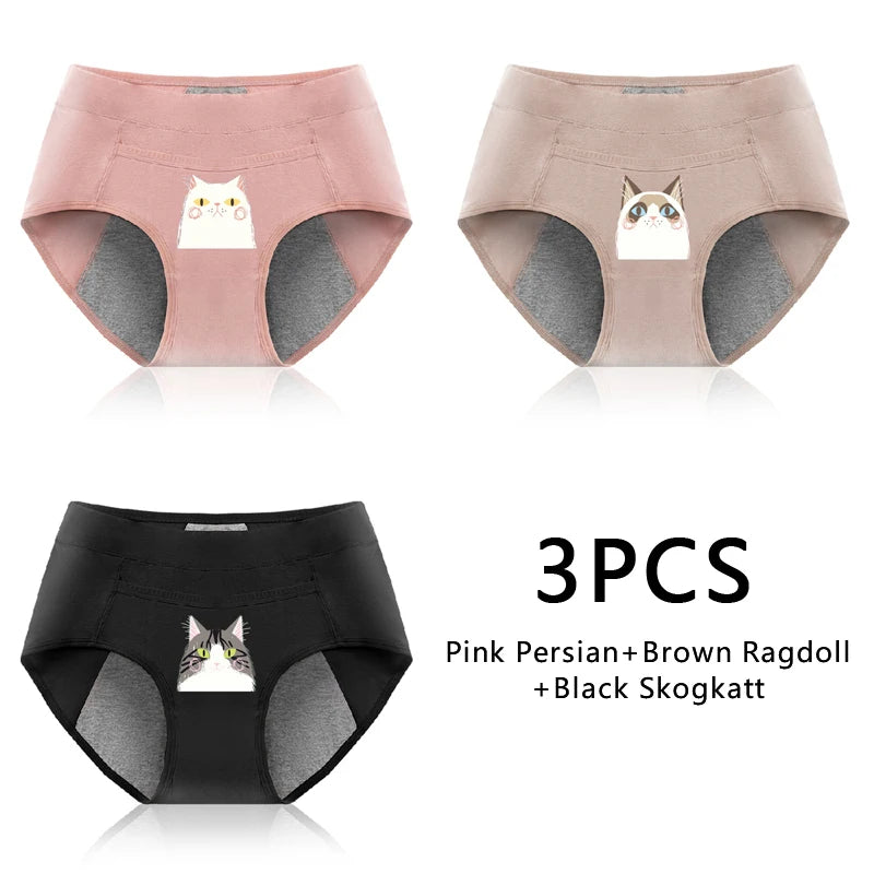 Women's Panties UnderwearLeakproofBreathable Briefs MenstrualPants PlusSizeWaterproof Mid Waist Organic Cotton Protective Briefs