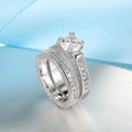 LYEE CYEE Elegant Wedding Engagement Couple Rings Set 925 Sterling Silver Color Anniversary Accessory With Full Shiny Cubiz Zircon Stone