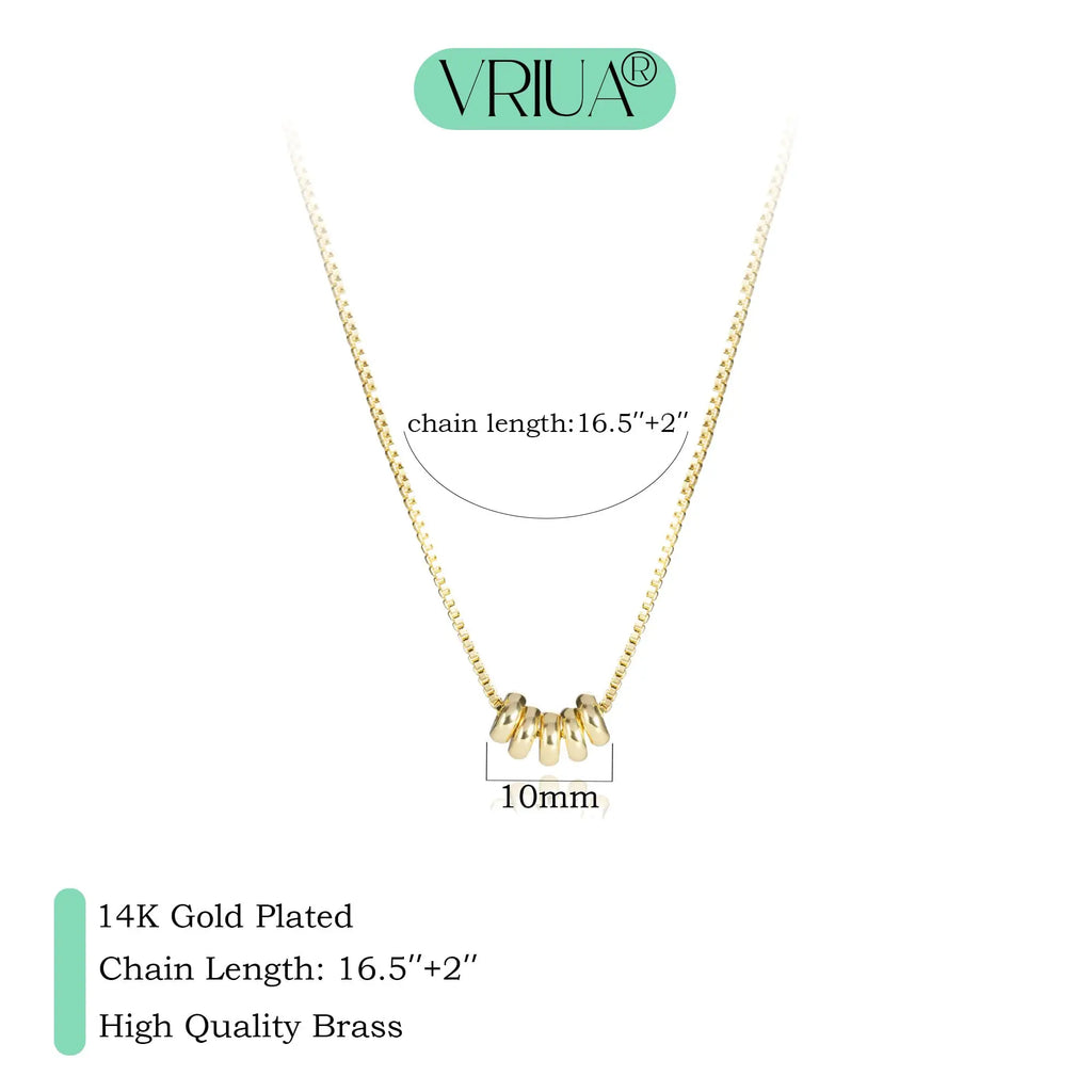 Mini Ring Pendant Gold simple snake bone necklace 5 circles 14K Gold Plated high quality brass women jewelry gift