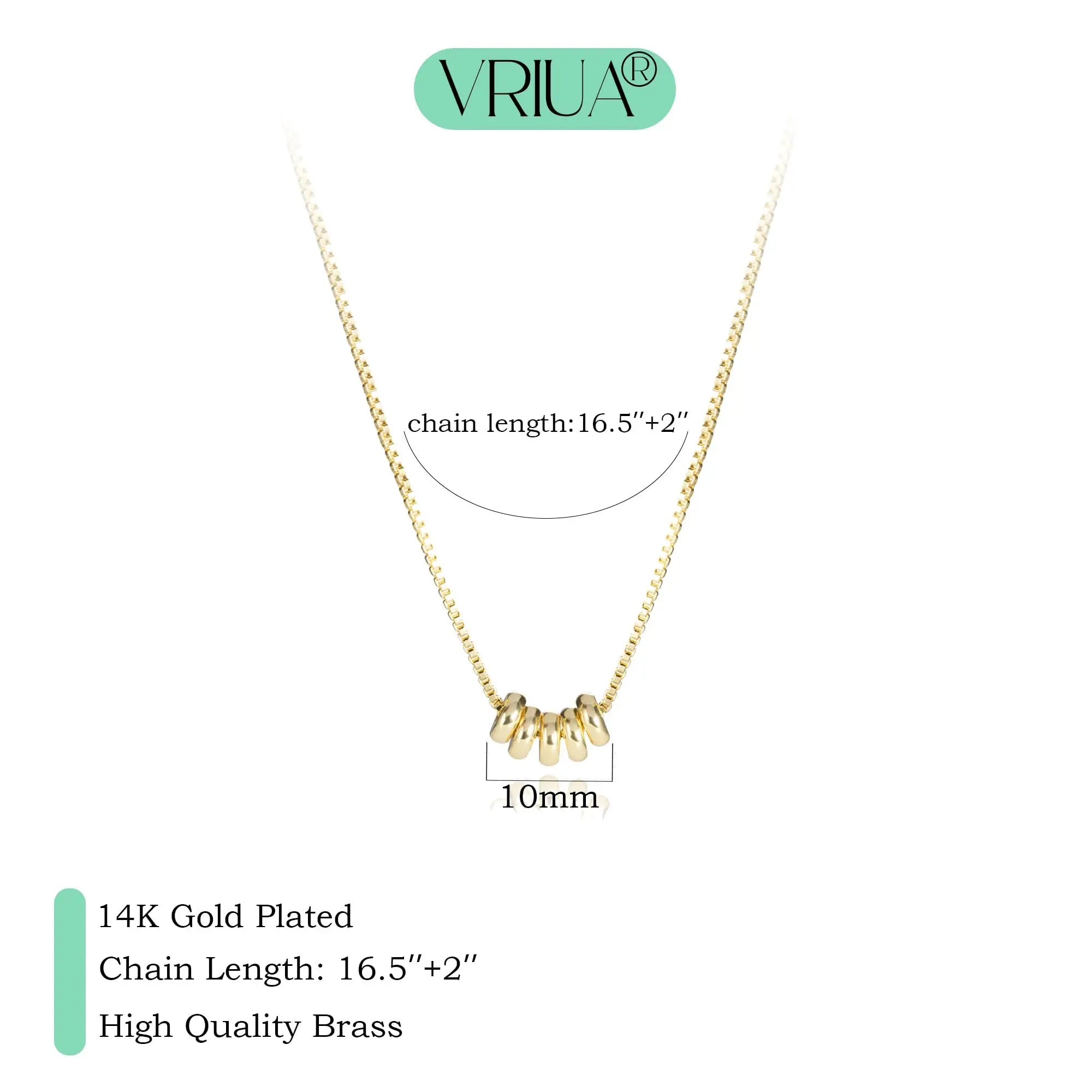 Mini Ring Pendant Gold simple snake bone necklace 5 circles 14K Gold Plated high quality brass women jewelry gift