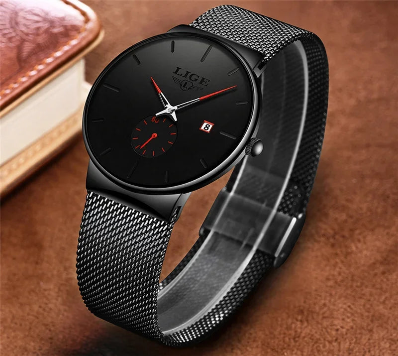 LIGE Ultra Thin Fashion Casual Ladies Watches Elegant Luxury Waterproof Business Quartz Watch for Women Gift Auto Calendar Clock
