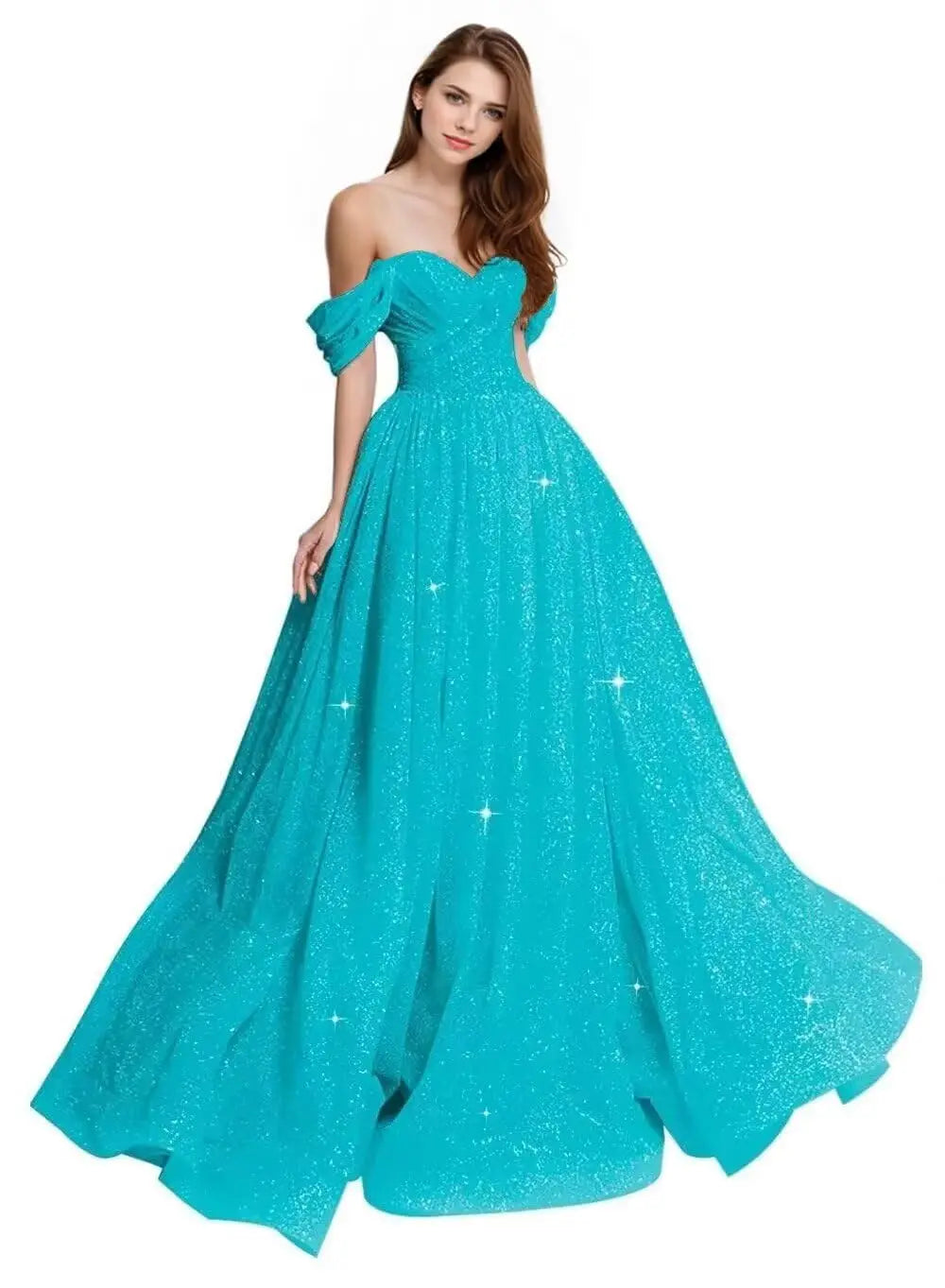 Luxury Dress Sparkly Tulle Prom Dress 2026 Off The Shoulder Formal Dresses for Women Glitter A Line Long Ball Gown Party Dress