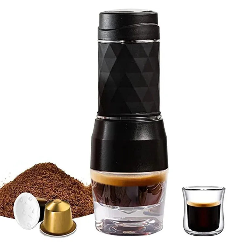 Cafelffe 3 In1 Portable Coffee Machine Hot/Cold Water Manual Espresso Maker For Capsule & Ground Hand Press Brewer hiking Travel 66