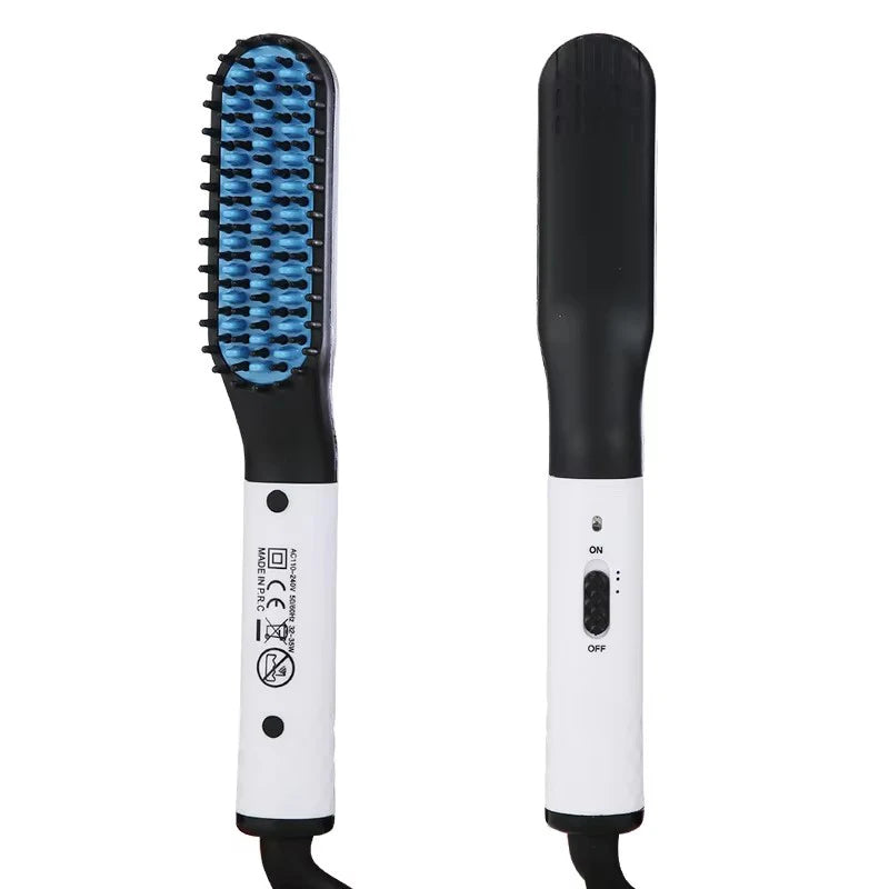 Professional 2 In 1 Portable Electric Straightening Hot Hair Press Comb Men Beard Brush Electric Iron Hair Straightener Comb