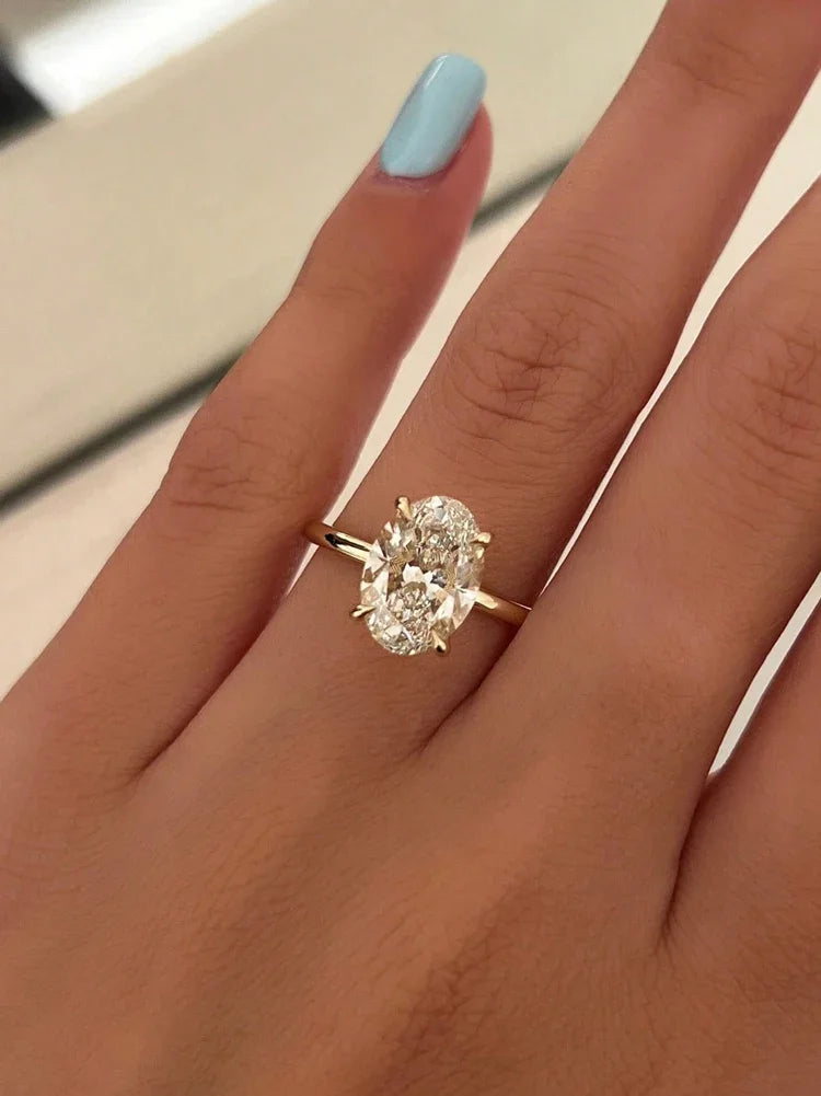 925 Sterling Silver Luxury 1-8CT Zircon Gorgeous Oval Stone Ring For Women Engagement Wedding Luxury High Quality Fine Jewelry