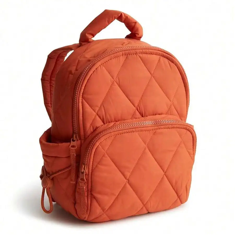 Small Quilted Backpack For Women Lightweight Solid Color