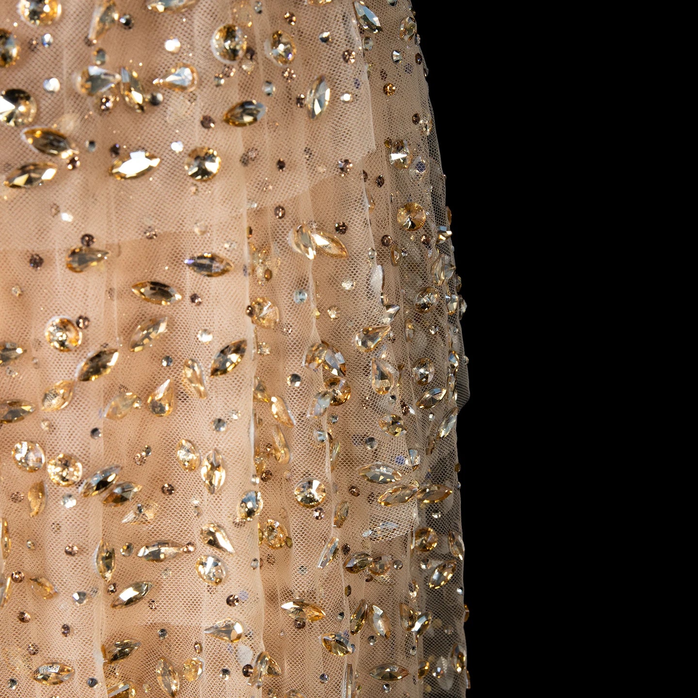 Sharon Said High Quality Champagne Evening Dress Full Crystal Tiered Beaded Women's Formal Occasion Party Gowns SS720 Customized