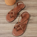 Women Beach Woven Hollow Sandals Women Flats Casual Clip Toe Sandals Summer 2024 New Fashion Walking Zapatos Dress Femme Slides
