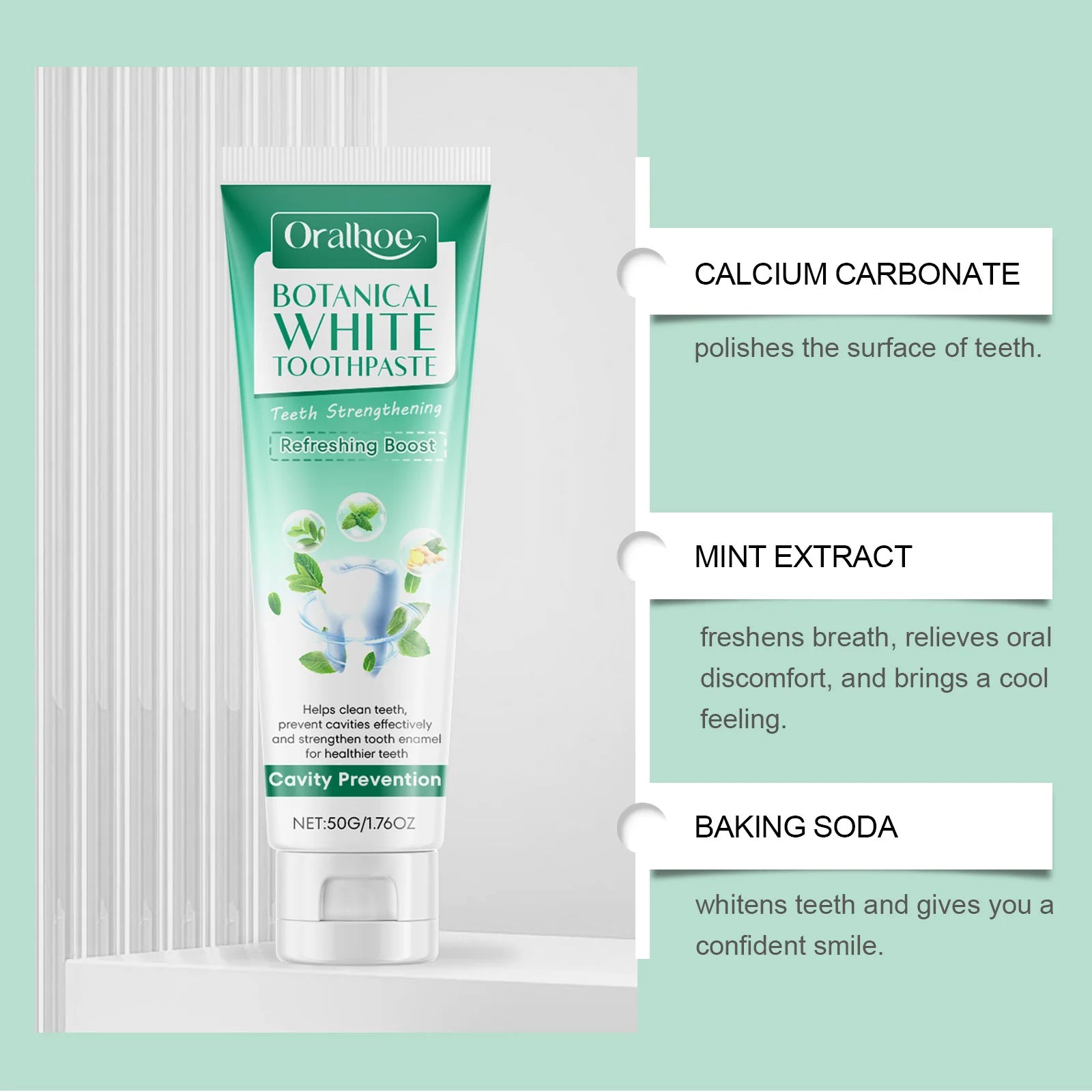 Botanical Toothpaste Contains Plant-Based Active Deeply Clean Teeth Stains Prevent Cavities Long-Lasting Fresh Breath